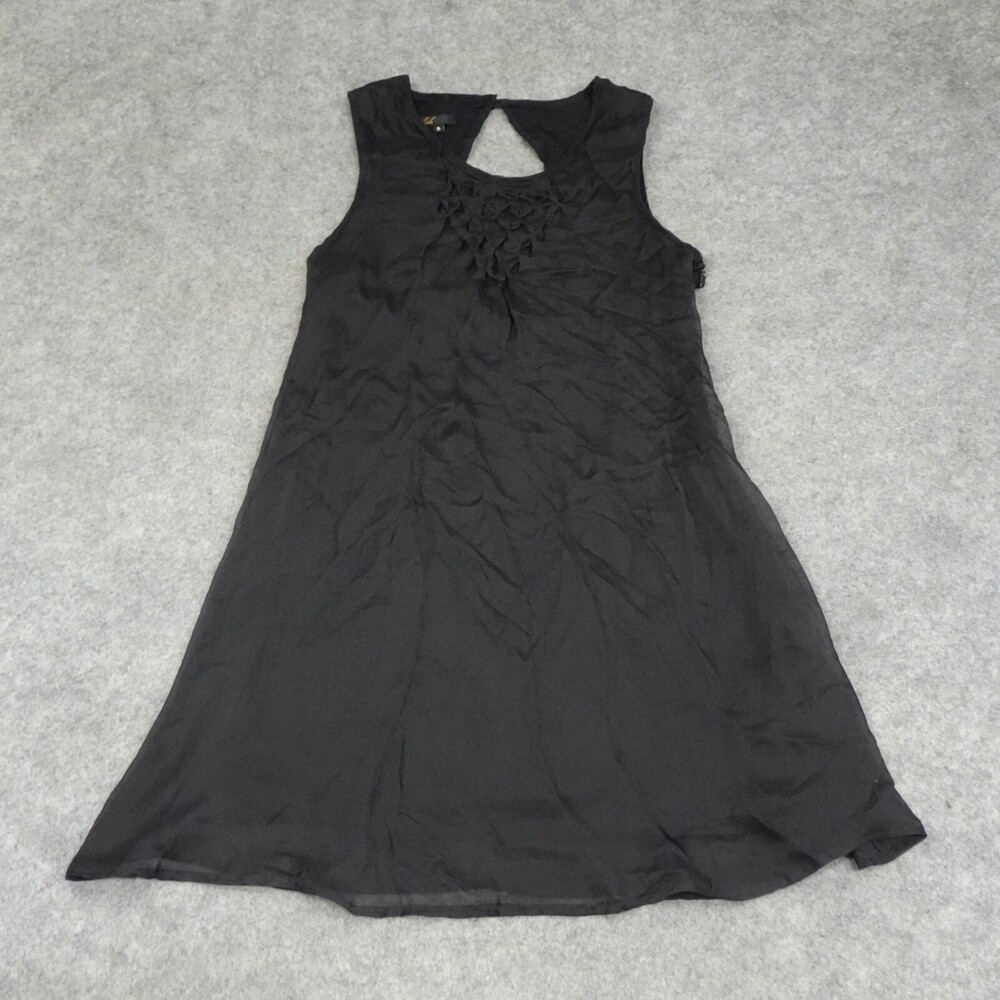 VFish Dress Womens Small S Black Flowy Midi Silk Sleeveless Career Business
